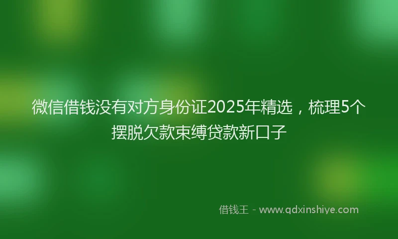 微信借钱没有对方身份证2025年精选，梳理5个摆脱欠款束缚贷款新口子