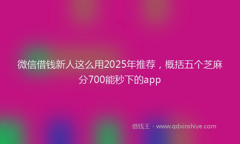 微信借钱新人这么用2025年推荐，概括五个芝麻分700能秒下的app
