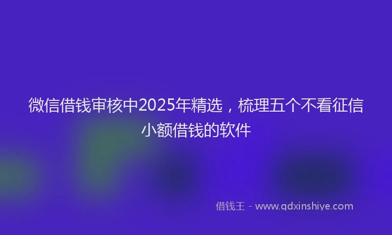 微信借钱审核中2025年精选，梳理五个不看征信小额借钱的软件