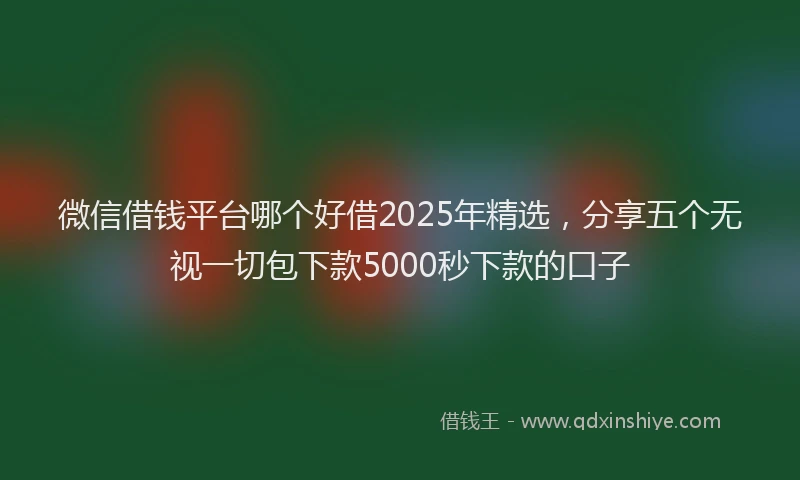 微信借钱平台哪个好借2025年精选，分享五个无视一切包下款5000秒下款的口子