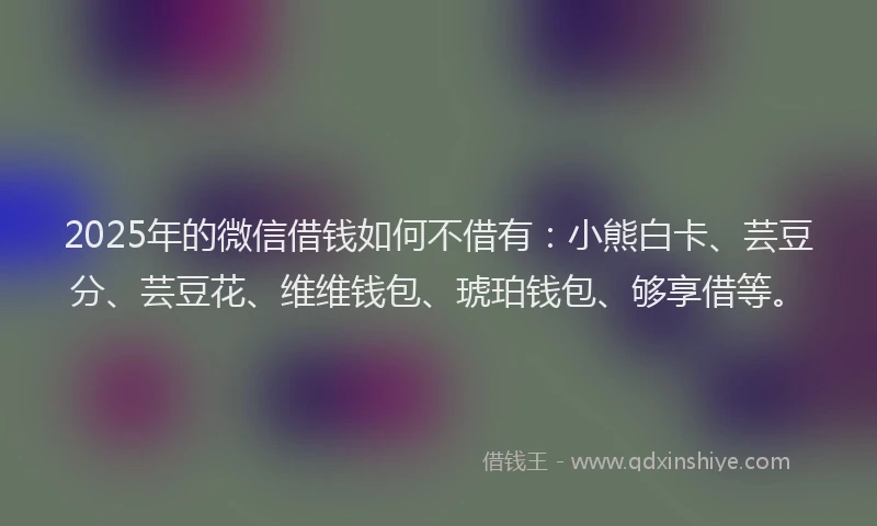 2025年的微信借钱如何不借有：小熊白卡、芸豆分、芸豆花、维维钱包、琥珀钱包、够享借等。