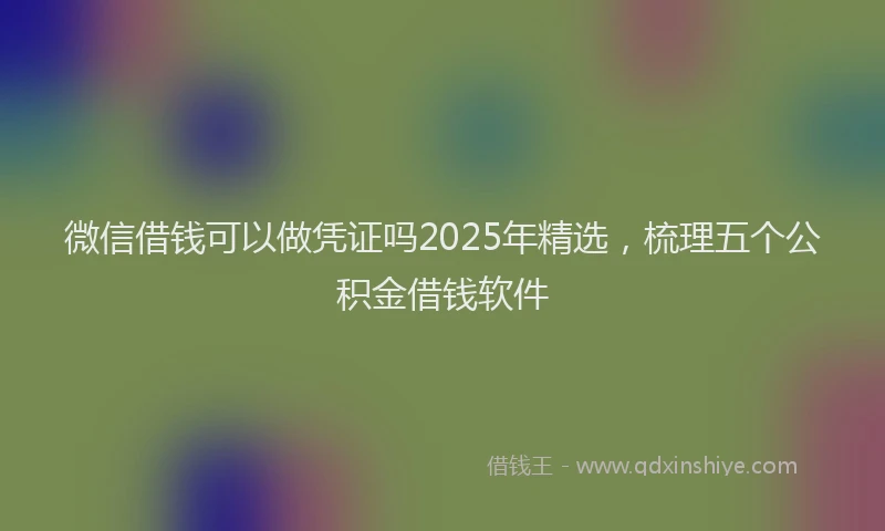 微信借钱可以做凭证吗2025年精选，梳理五个公积金借钱软件