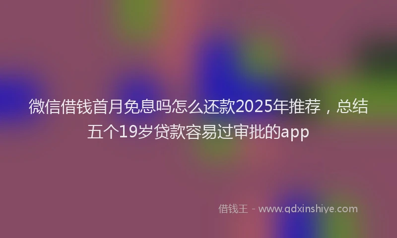微信借钱首月免息吗怎么还款2025年推荐，总结五个19岁贷款容易过审批的app