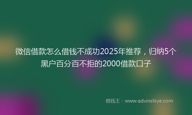 微信借款怎么借钱不成功2025年推荐，归纳5个黑户百分百不拒的2000借款口子