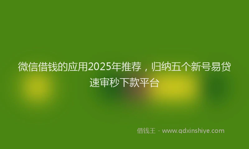 微信借钱的应用2025年推荐，归纳五个新号易贷速审秒下款平台