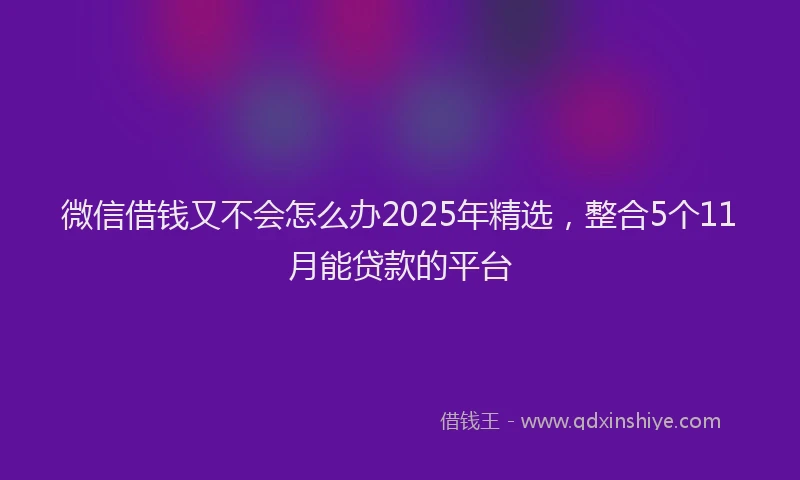 微信借钱又不会怎么办2025年精选，整合5个11月能贷款的平台