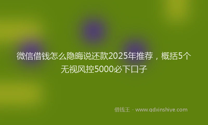 微信借钱怎么隐晦说还款2025年推荐，概括5个无视风控5000必下口子
