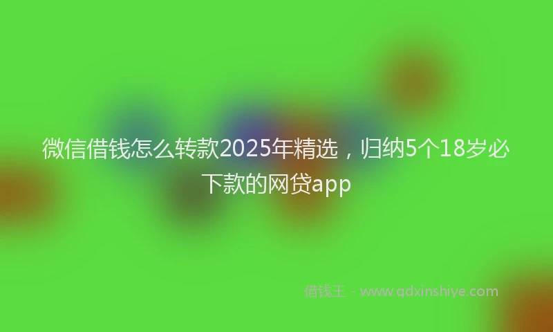 微信借钱怎么转款2025年精选，归纳5个18岁必下款的网贷app