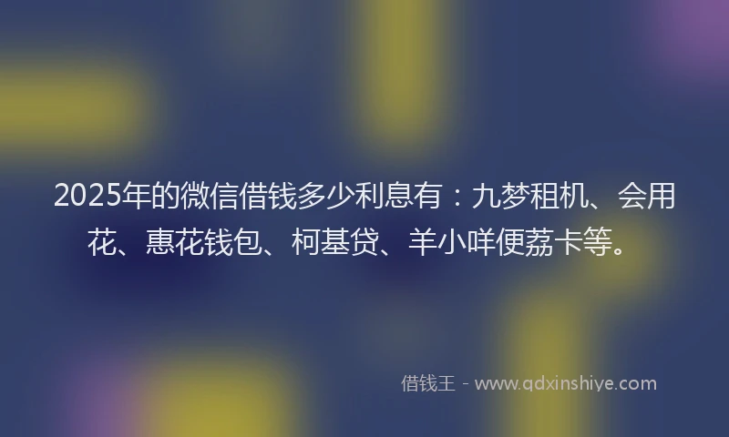 2025年的微信借钱多少利息有：九梦租机、会用花、惠花钱包、柯基贷、羊小咩便荔卡等。