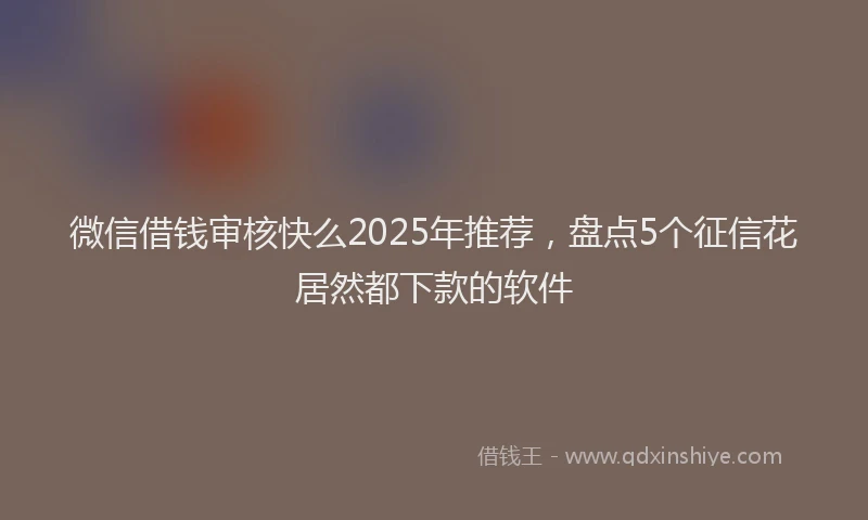 微信借钱审核快么2025年推荐，盘点5个征信花居然都下款的软件