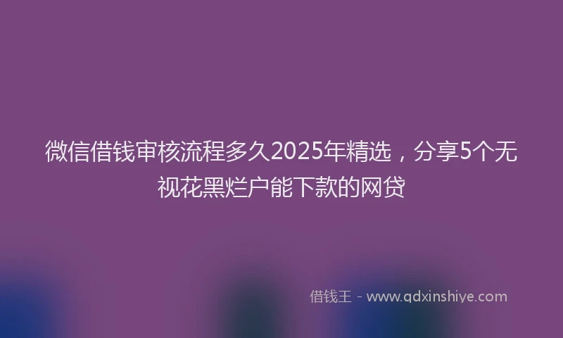 微信借钱审核流程多久2025年精选，分享5个无视花黑烂户能下款的网贷