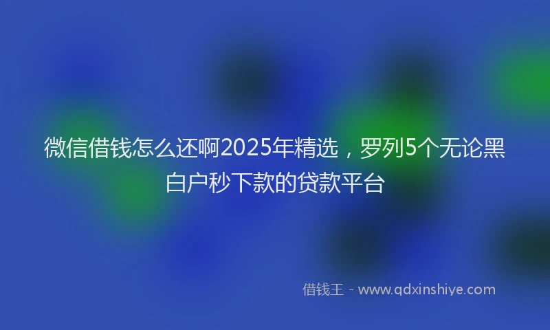 微信借钱怎么还啊2025年精选，罗列5个无论黑白户秒下款的贷款平台