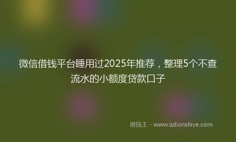微信借钱平台睡用过2025年推荐，整理5个不查流水的小额度贷款口子