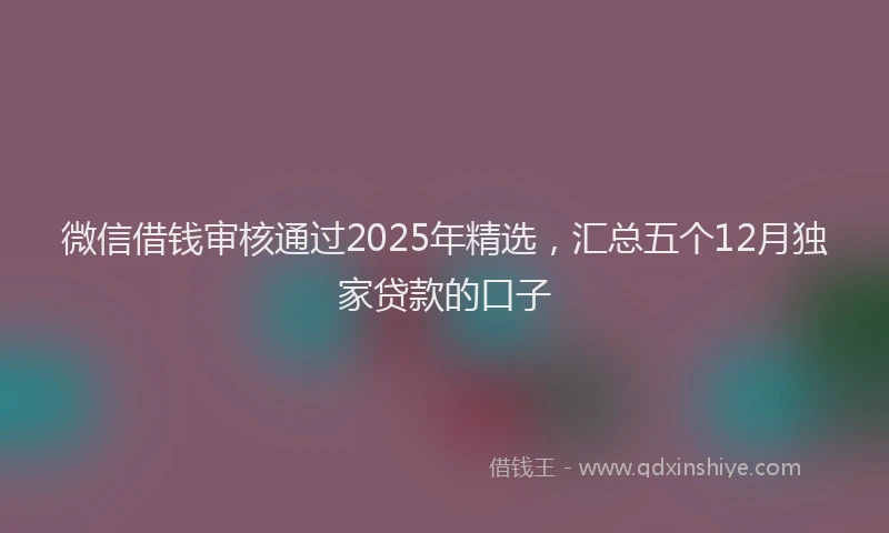 微信借钱审核通过2025年精选，汇总五个12月独家贷款的口子