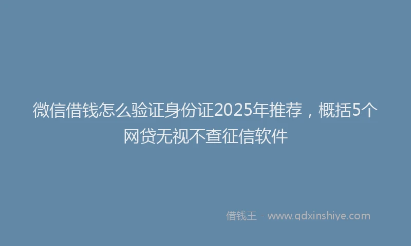 微信借钱怎么验证身份证2025年推荐，概括5个网贷无视不查征信软件