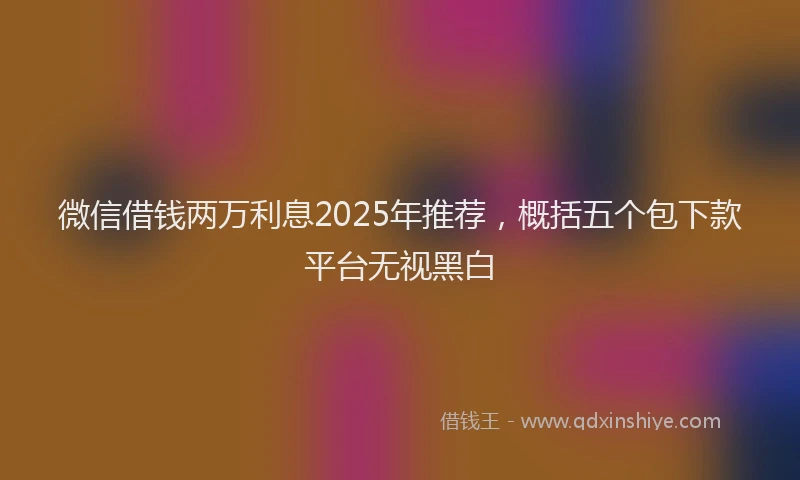 微信借钱两万利息2025年推荐，概括五个包下款平台无视黑白