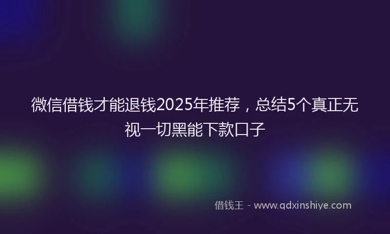 微信借钱才能退钱2025年推荐，总结5个真正无视一切黑能下款口子