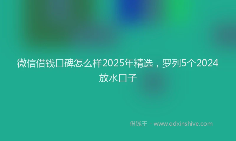 微信借钱口碑怎么样2025年精选，罗列5个2024放水口子