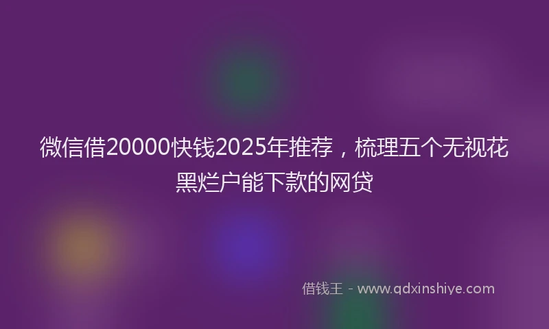 微信借20000快钱2025年推荐，梳理五个无视花黑烂户能下款的网贷