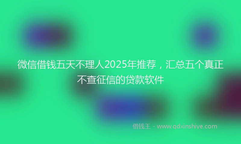 微信借钱五天不理人2025年推荐，汇总五个真正不查征信的贷款软件