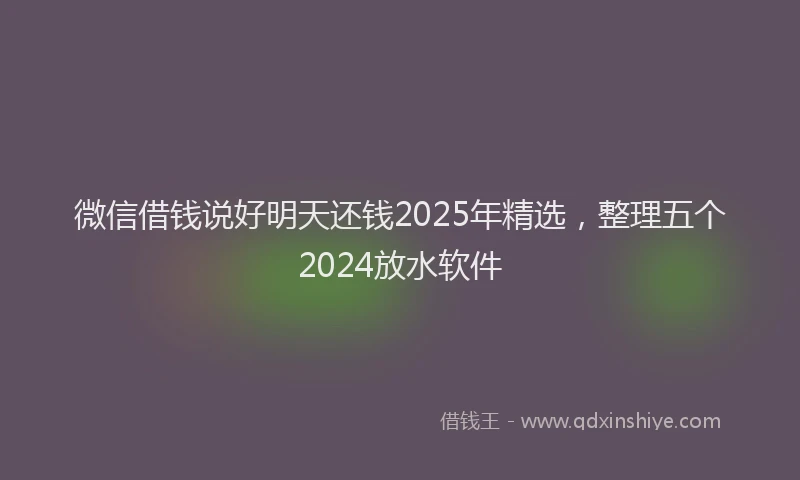 微信借钱说好明天还钱2025年精选，整理五个2024放水软件