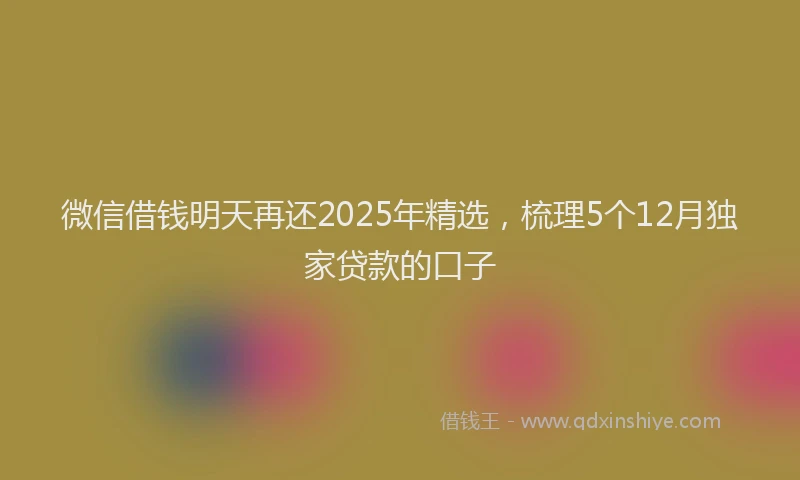 微信借钱明天再还2025年精选，梳理5个12月独家贷款的口子
