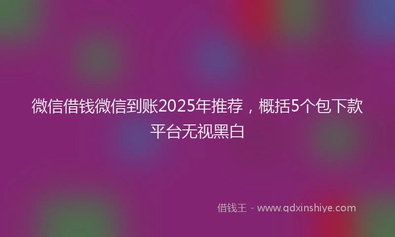 微信借钱微信到账2025年推荐，概括5个包下款平台无视黑白