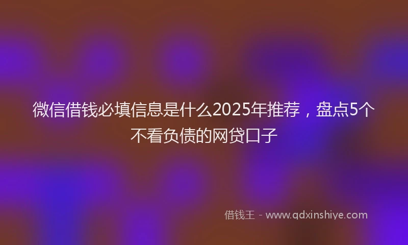 微信借钱必填信息是什么2025年推荐，盘点5个不看负债的网贷口子