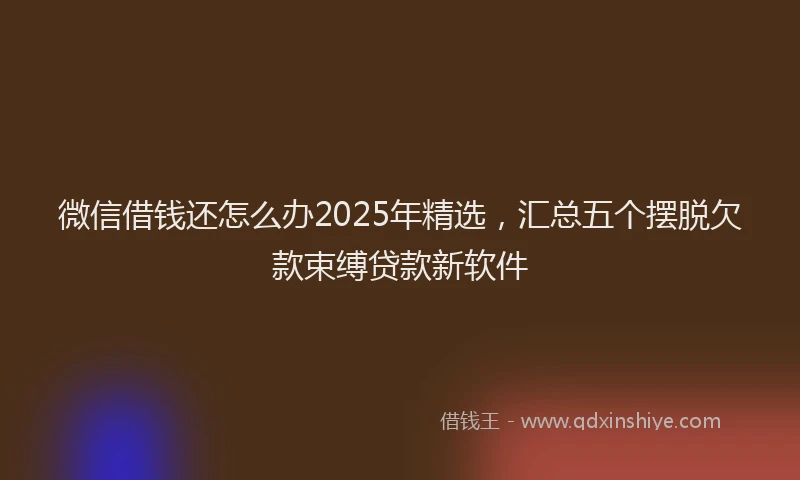 微信借钱还怎么办2025年精选，汇总五个摆脱欠款束缚贷款新软件