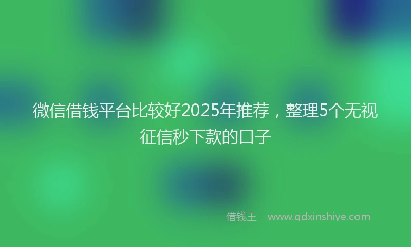 微信借钱平台比较好2025年推荐，整理5个无视征信秒下款的口子