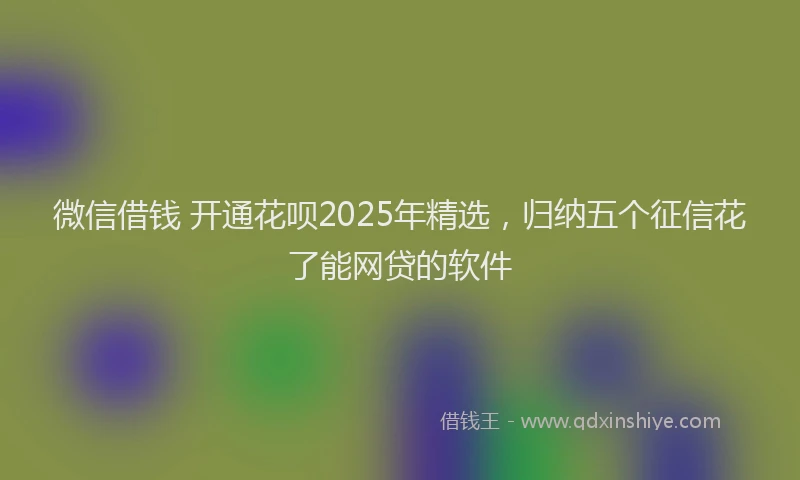 微信借钱 开通花呗2025年精选，归纳五个征信花了能网贷的软件