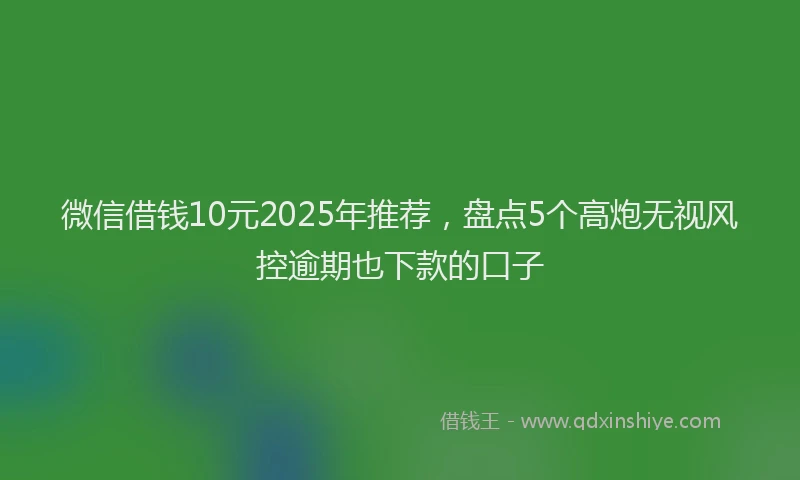 微信借钱10元2025年推荐，盘点5个高炮无视风控逾期也下款的口子