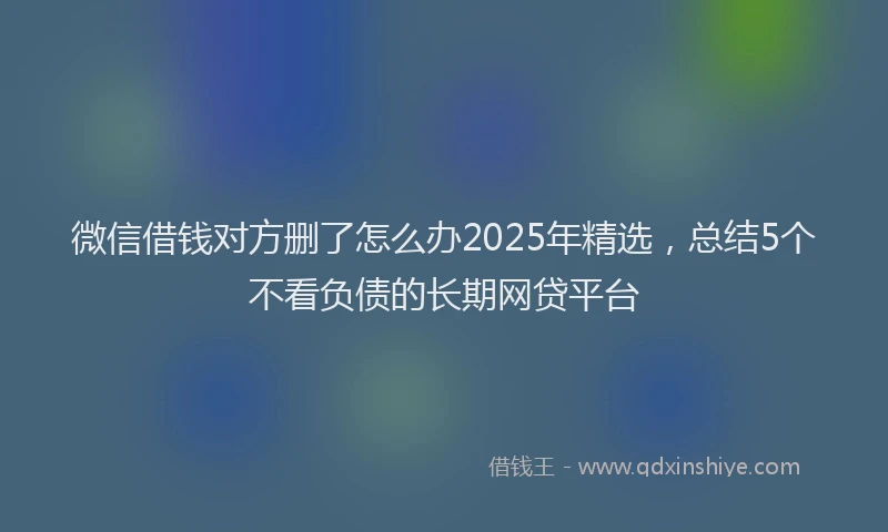 微信借钱对方删了怎么办2025年精选，总结5个不看负债的长期网贷平台