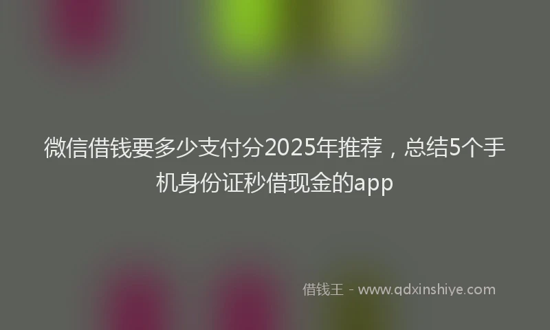 微信借钱要多少支付分2025年推荐，总结5个手机身份证秒借现金的app