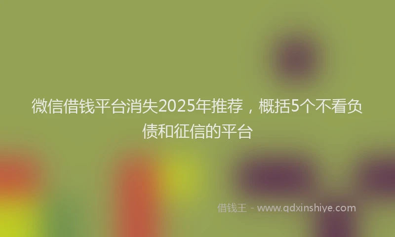 微信借钱平台消失2025年推荐，概括5个不看负债和征信的平台