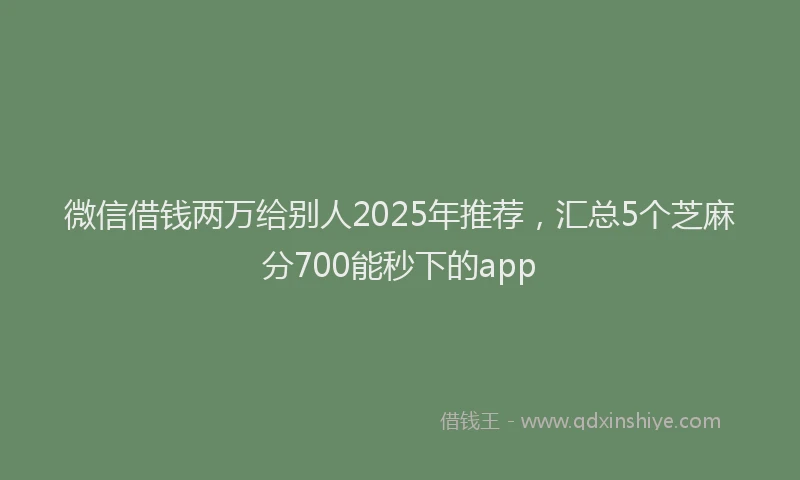 微信借钱两万给别人2025年推荐，汇总5个芝麻分700能秒下的app