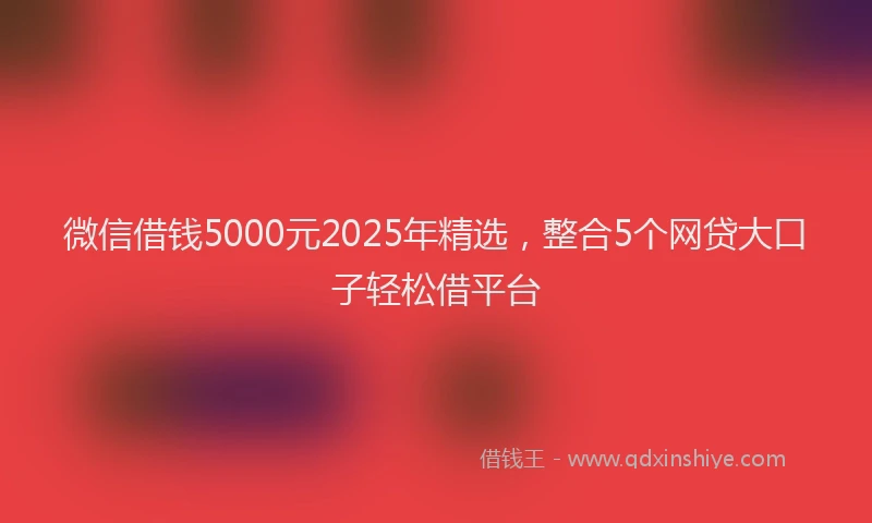 微信借钱5000元2025年精选，整合5个网贷大口子轻松借平台