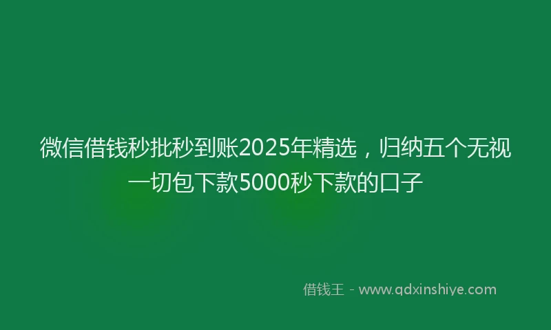 微信借钱秒批秒到账2025年精选，归纳五个无视一切包下款5000秒下款的口子