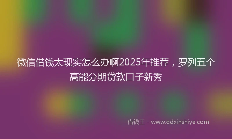 微信借钱太现实怎么办啊2025年推荐，罗列五个高能分期贷款口子新秀