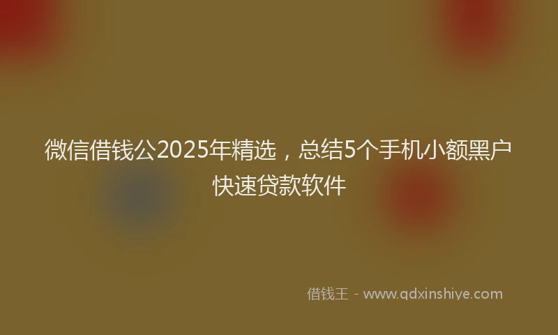 微信借钱公2025年精选，总结5个手机小额黑户快速贷款软件