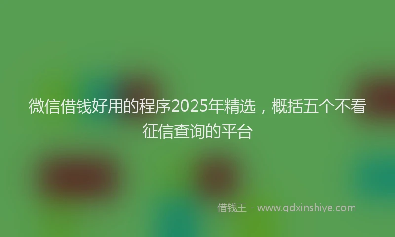 微信借钱好用的程序2025年精选，概括五个不看征信查询的平台