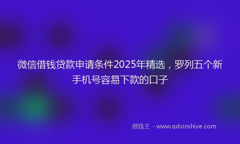 微信借钱贷款申请条件2025年精选，罗列五个新手机号容易下款的口子