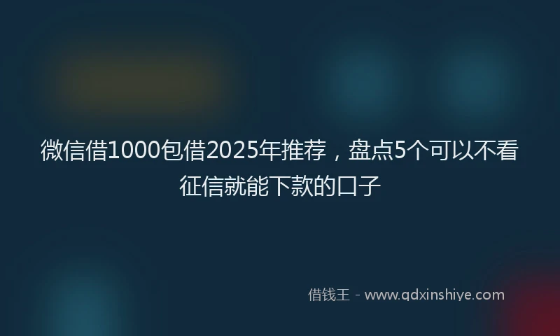 微信借1000包借2025年推荐，盘点5个可以不看征信就能下款的口子