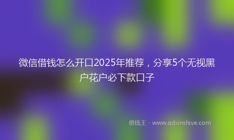 微信借钱怎么开口2025年推荐，分享5个无视黑户花户必下款口子