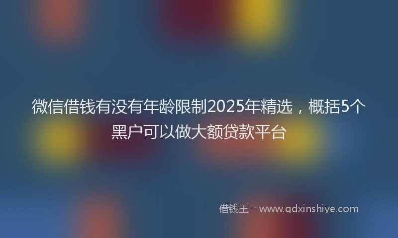 微信借钱有没有年龄限制2025年精选，概括5个黑户可以做大额贷款平台