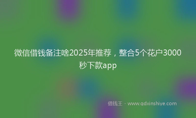 微信借钱备注啥2025年推荐，整合5个花户3000秒下款app