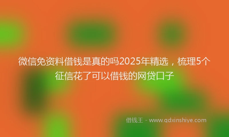 微信免资料借钱是真的吗2025年精选，梳理5个征信花了可以借钱的网贷口子