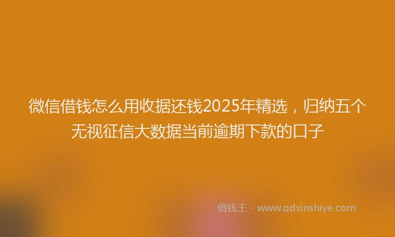 微信借钱怎么用收据还钱2025年精选，归纳五个无视征信大数据当前逾期下款的口子