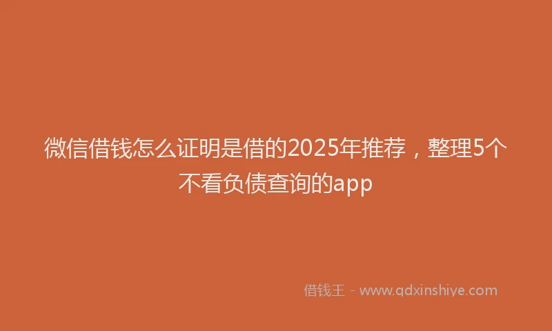 微信借钱怎么证明是借的2025年推荐，整理5个不看负债查询的app