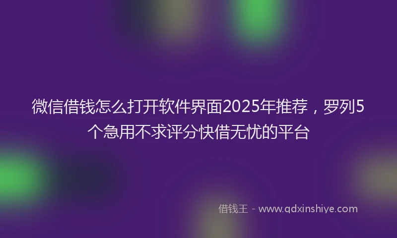 微信借钱怎么打开软件界面2025年推荐，罗列5个急用不求评分快借无忧的平台